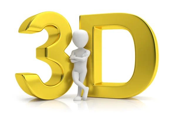 3D-gold en mens. 3D-beeld. op een witte achtergrond — Stockfoto