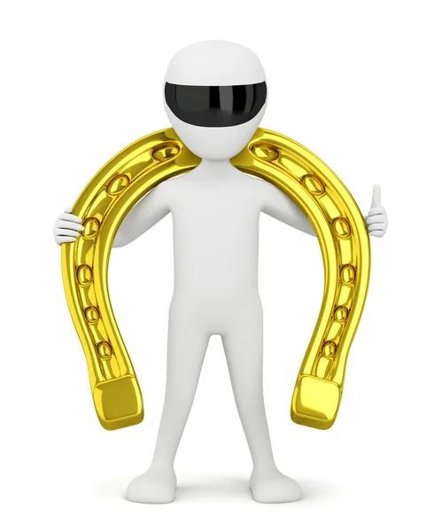 Golden Horseshoe for luck. — Stock Photo, Image