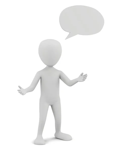 3d small person with empty chat bubble. Stock Photo
