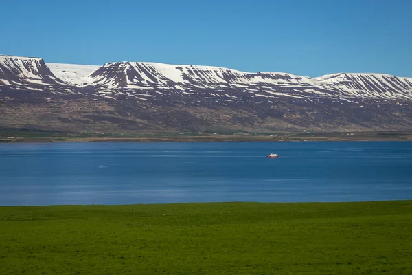 Exposure Done Akureyri Eyjafjordur Mountains Background — Fotografia de Stock