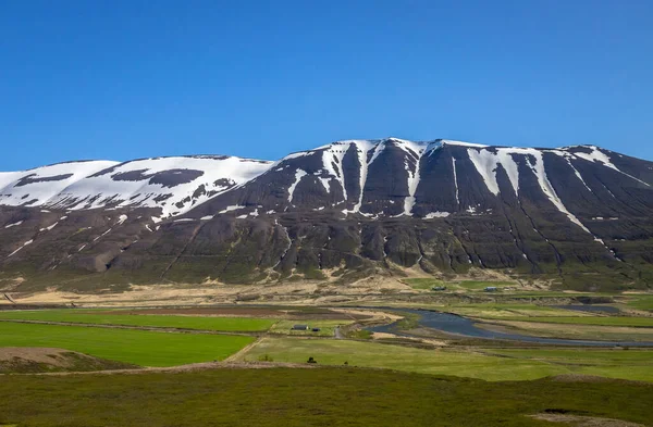 Exposure Done Akureyri Eyjafjordur Mountains Background — 스톡 사진