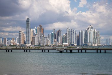 Panoramic View of Skyscrapers Downtown Panama City from the Boardwalk