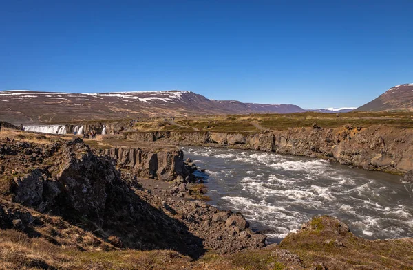 Годафос Водоспад Ісландія Чудовий Денний Краєвид Цього Знаменитого Краєвиду Ісландії — стокове фото