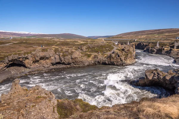 Καταρράκτης Γκόνταφος Ισλανδία Όμορφη Καθημερινή Έκθεση Γίνεται Κατά Διάρκεια Του — Φωτογραφία Αρχείου
