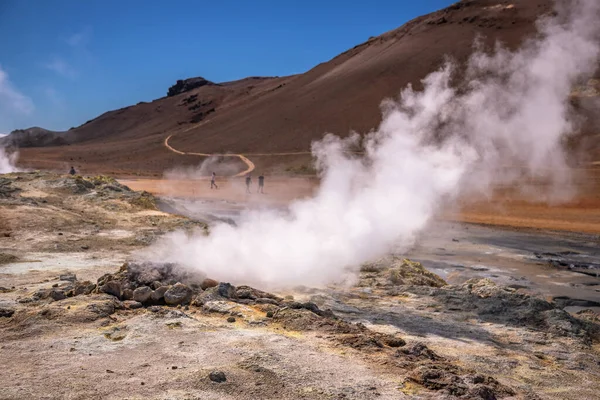 Exposição Hverir Uma Das Áreas Geotérmicas Mais Ativas Toda Islândia — Fotografia de Stock