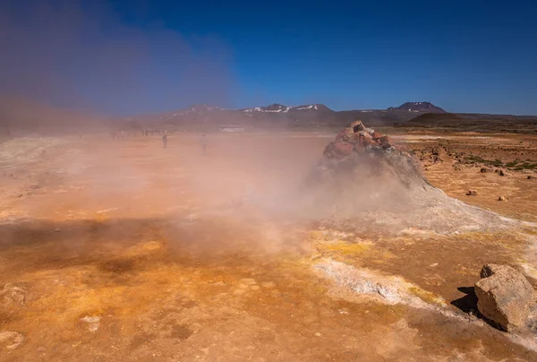 Exposição Hverir Uma Das Áreas Geotérmicas Mais Ativas Toda Islândia — Fotografia de Stock
