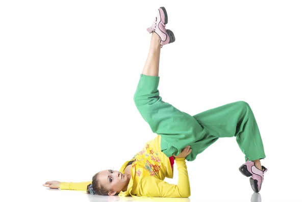 Chica bailando en blanco — Foto de Stock