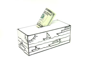 bir beş dolar yatırmış kağıdına kasa