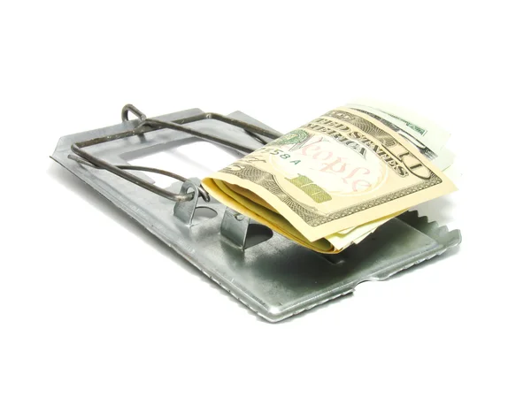 Pułapka na myszy z notatki dolara monitor. — Zdjęcie stockowe
