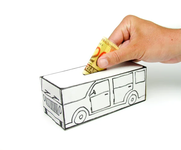 Safe with 20 real car and deposited by hand — Stock Photo, Image