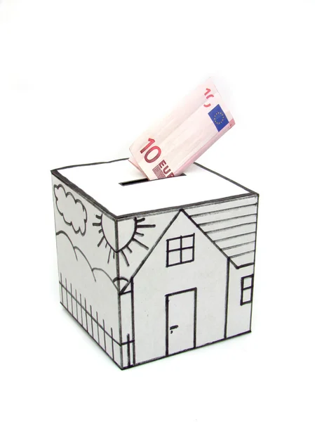 Safe house with drawn and ten euro deposit — Stock Photo, Image