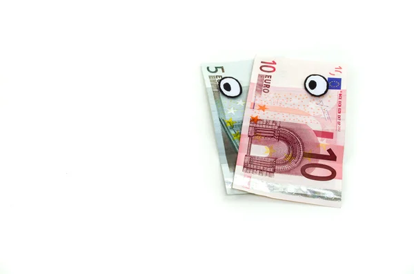 Banknoty euro, patrząc w lewo. — Zdjęcie stockowe