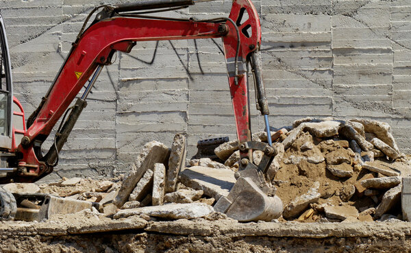 the excavator working