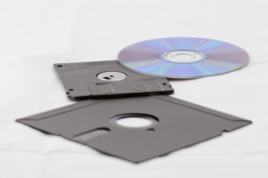 eski moda disket bir cd dvd