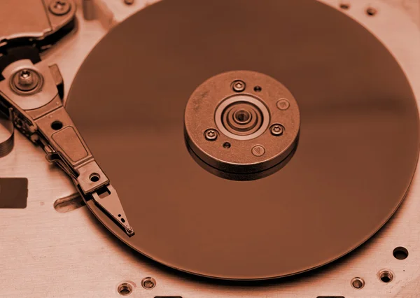 Open computer hard drive on white background — Stock Photo, Image