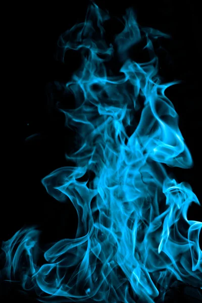 Blue fire on black background — Stock Photo, Image