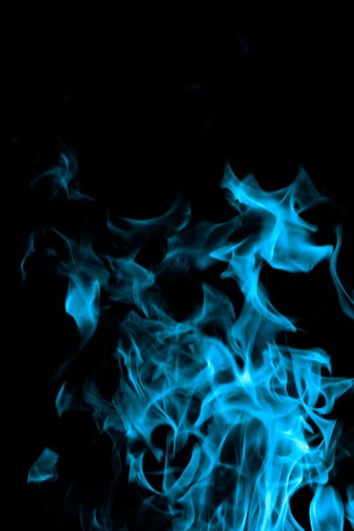 Blue fire on black background — Stock Photo, Image