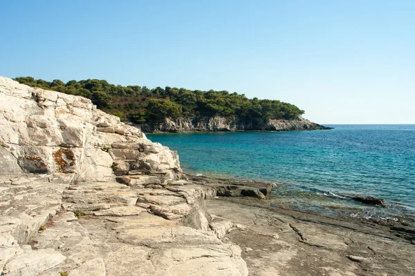 Gyönyörű sziklás strand Horvátországban — Stock Fotó