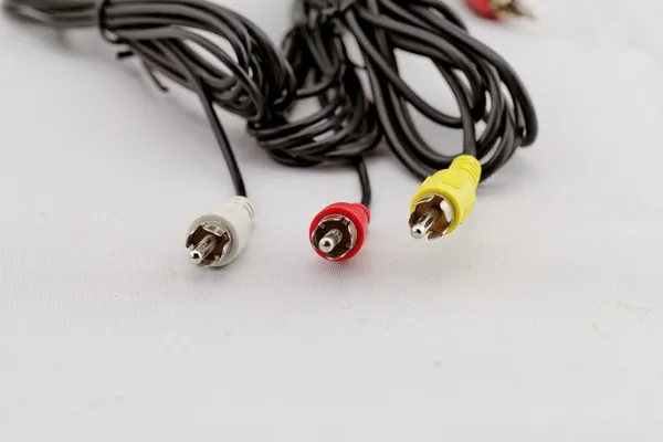 Drie rca-kabel en stekker — Stockfoto