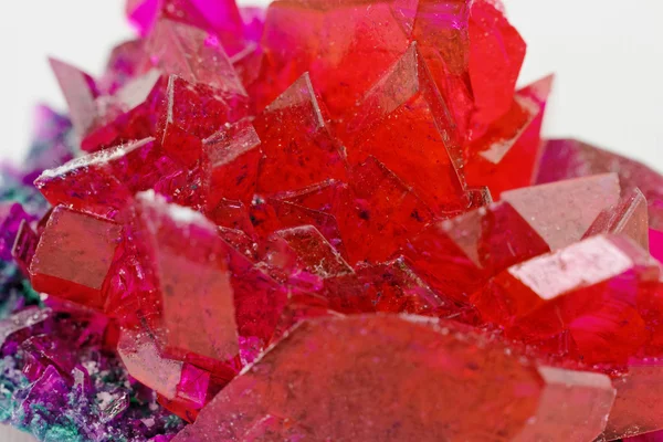 close up of crystals in ruby color