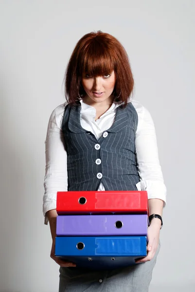 Woman with the office folders. — Stock Photo, Image