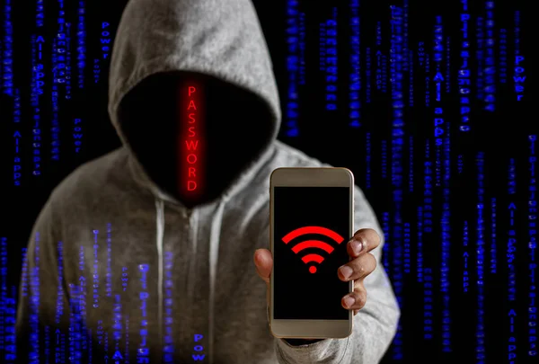 Çevrimiçi hacker Kişisel bilgileri, finans, bankalar, bankalar, interbankacılık, Wi-Fi üzerinden insanların şifreleri ve gelecekte cep telefonları bulmak.