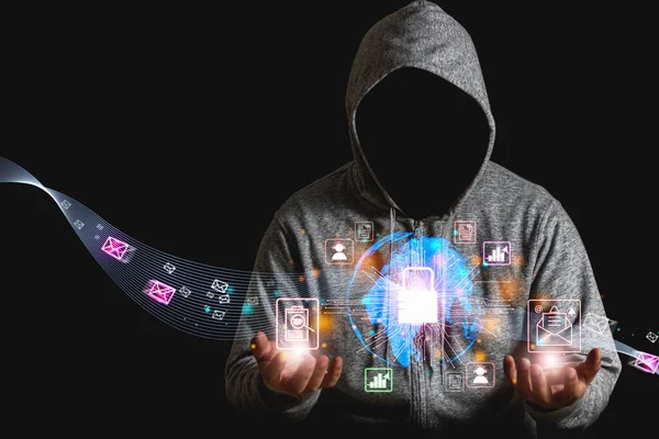 online hacker Find personal information, finances, banks, inter-ibanking, passwords of people via Wi-Fi through the online world and mobile phones in the future.