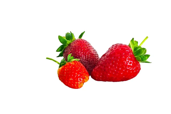 Fragole Mature Con Foglie Verdi — Foto Stock