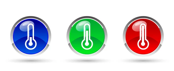 Conjunto de termômetros azul verde e vermelho — Vetor de Stock