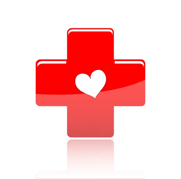 Red medical cross with shape heart — Stock Vector