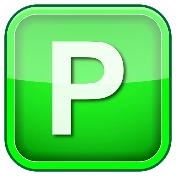 Icono verde cuadrado brillante — Foto de Stock