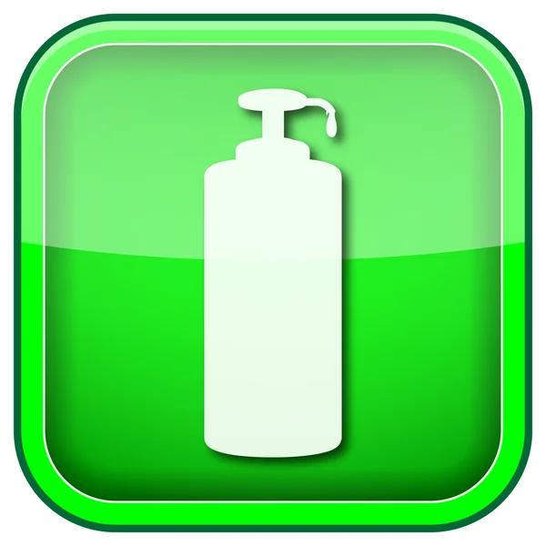 Zöld négyzet alakú fényes ikon — Stock Fotó