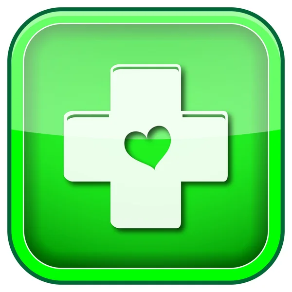 Зелена квадратна блискуча ікона — стокове фото