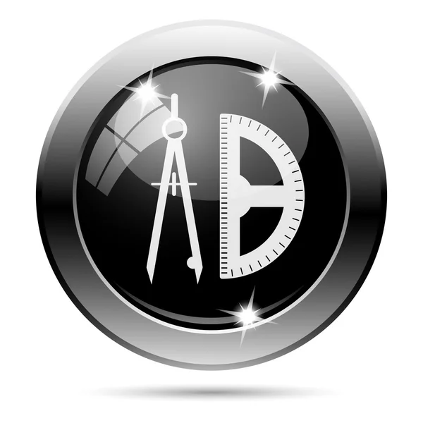 Metallic zwart glanzend pictogram — Stockfoto