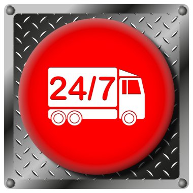 24 7 teslimat kamyonu metalik simgesi