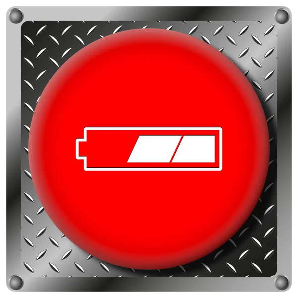 2 thirds charged battery metallic icon — Stock Photo, Image