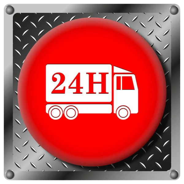 24h leverans lastbil metalliska ikonen — Stockfoto