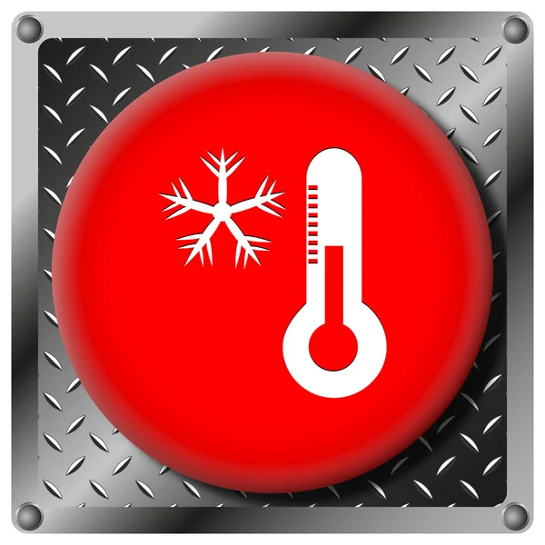 Сніжинка з металевою піктограмою термометра — стокове фото