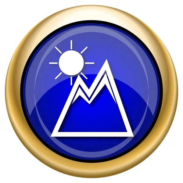 Mountains with sun icon — Stock Photo, Image