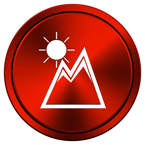 Montañas con icono del sol — Foto de Stock