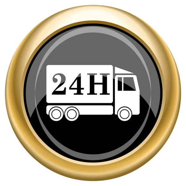 24-uurs levering vrachtwagen pictogram — Stockfoto