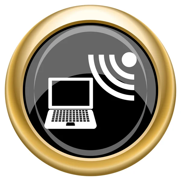 Ikona bezdrátové laptop — Stock fotografie