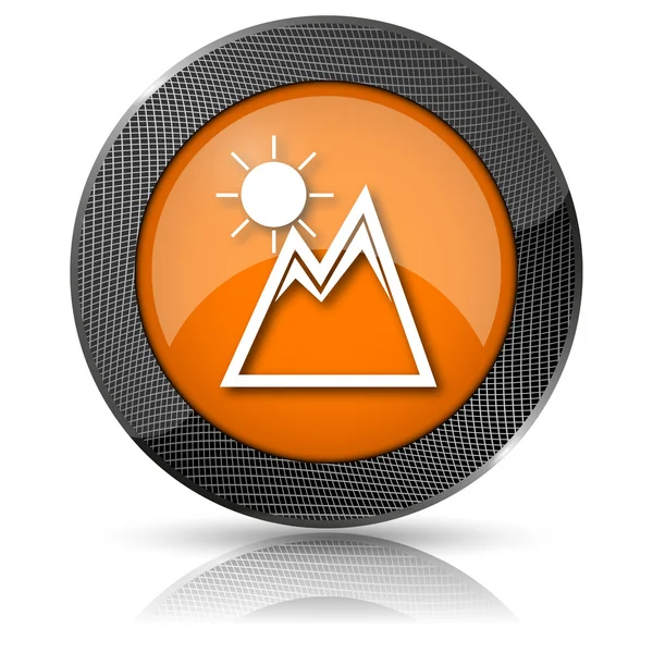 Mountains with sun icon — Stock Photo, Image