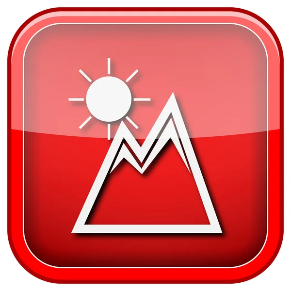 Mountains with sun icon — Stock Photo, Image