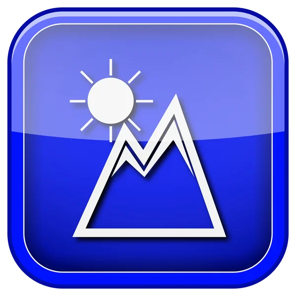 Bergen met zon pictogram — Stockfoto