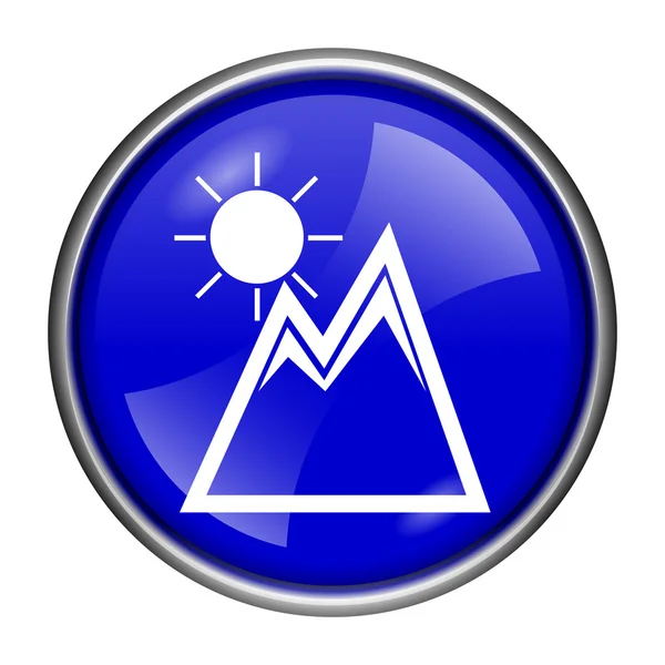 Mountains with sun icon — Stock Photo, Image