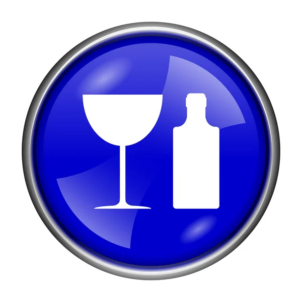 Flasche und Glas Ikone — Stockfoto