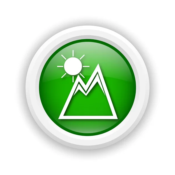 Mountains with sun icon — Stock Photo, Image