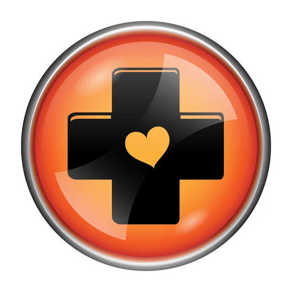 Cross med hjärta ikon — Stockfoto