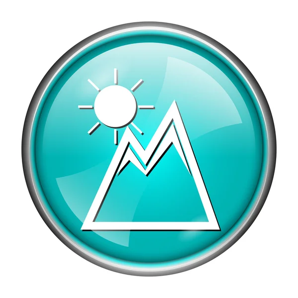 Montagne con icona del sole — Foto Stock